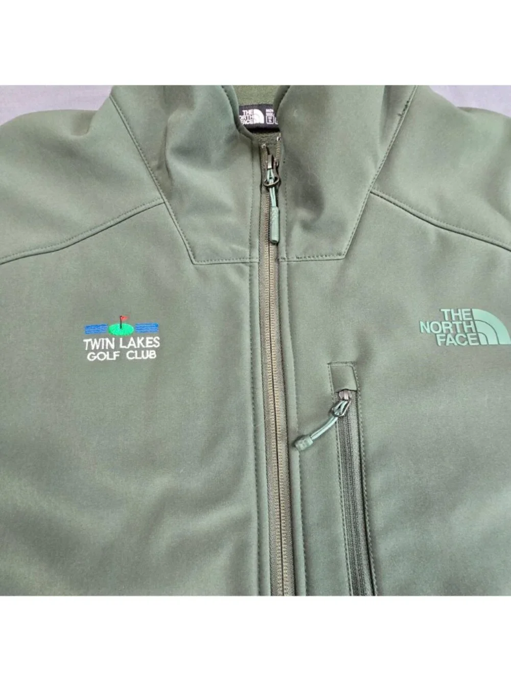 The North Face Mens XL Full Zip Windwall Jacket Army Green Twin Lakes Golf